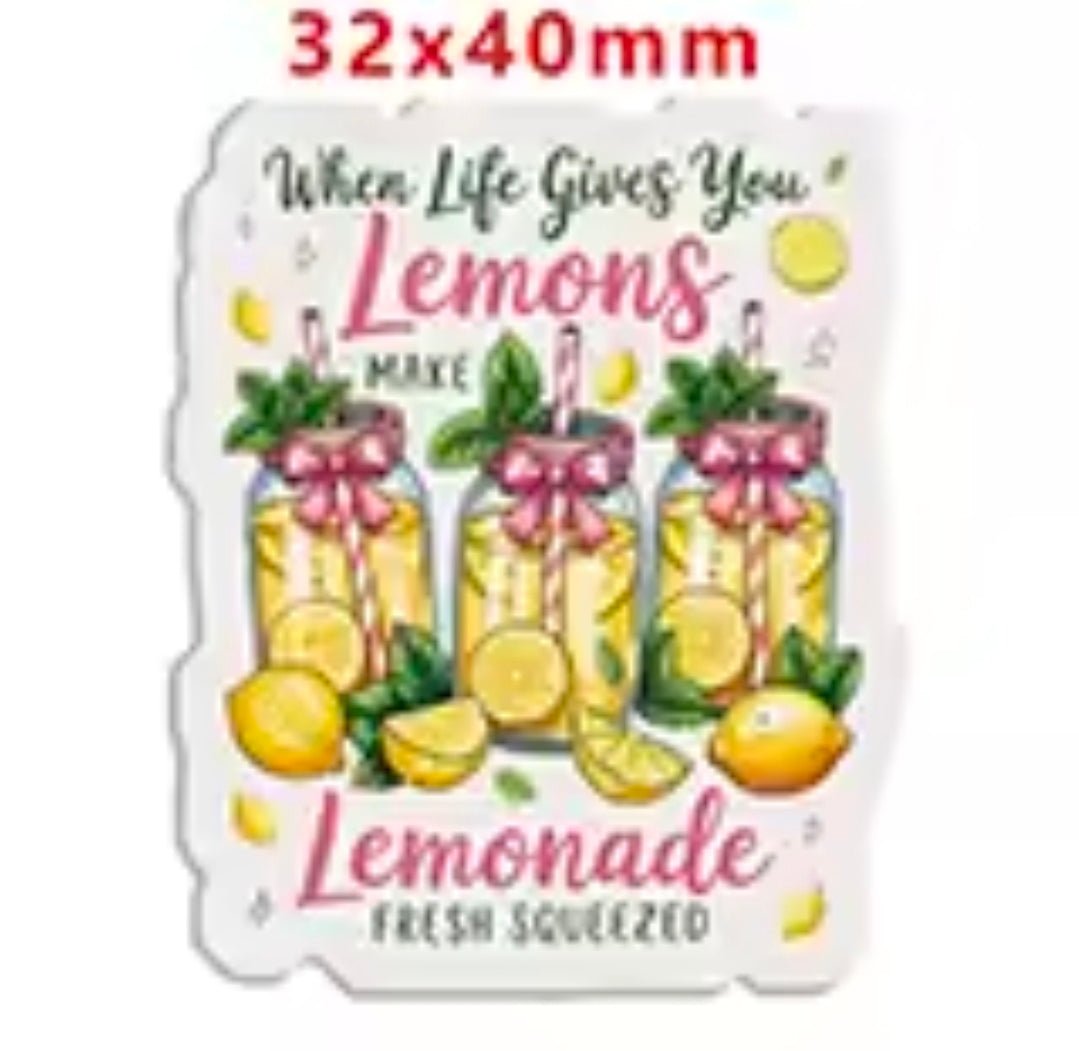 Glitter Acrylic Flatback- Acrylic Planer Resin Charm When life gives you lemons make lemonade