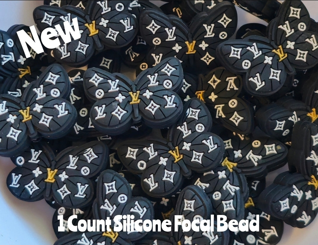 New Silicone Designer Luxury Butterfly Focal Beads 1 Count DIY Bead Supplies 3 Color Options