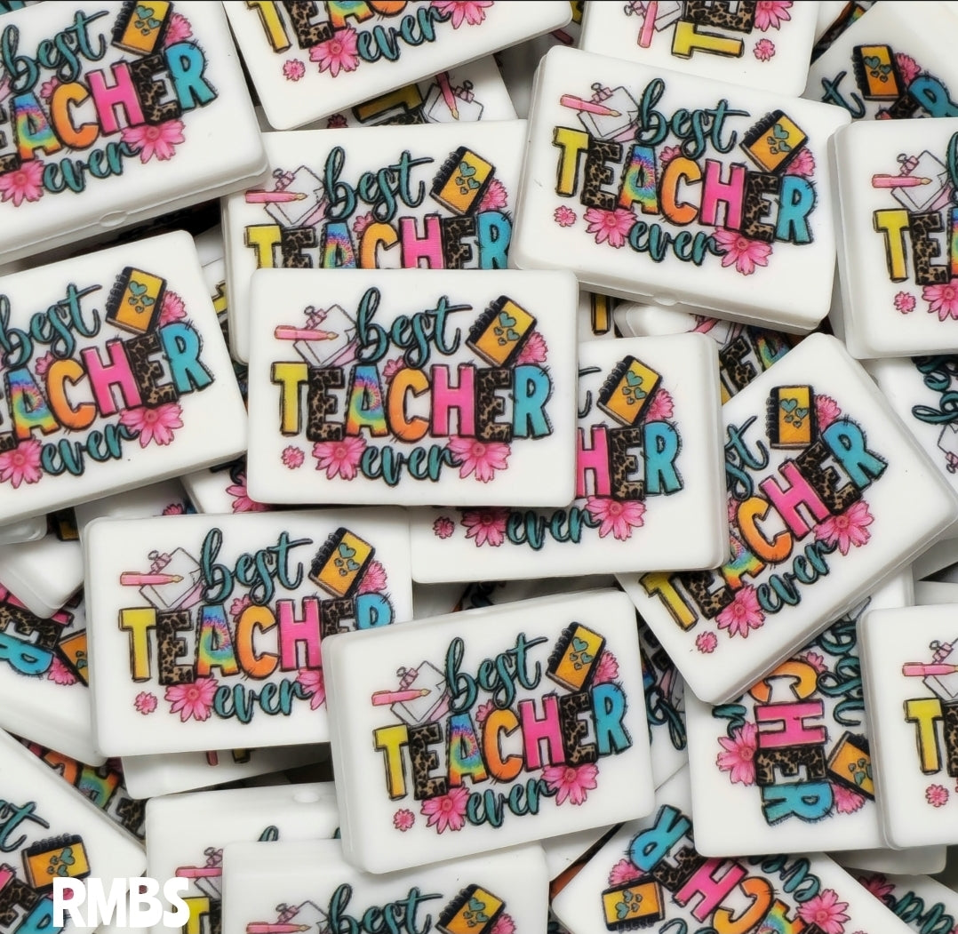 DIY Silicone Printed Focal Beads - 1 Count Bead Charms Craft Supplies Best Teacher Ever
