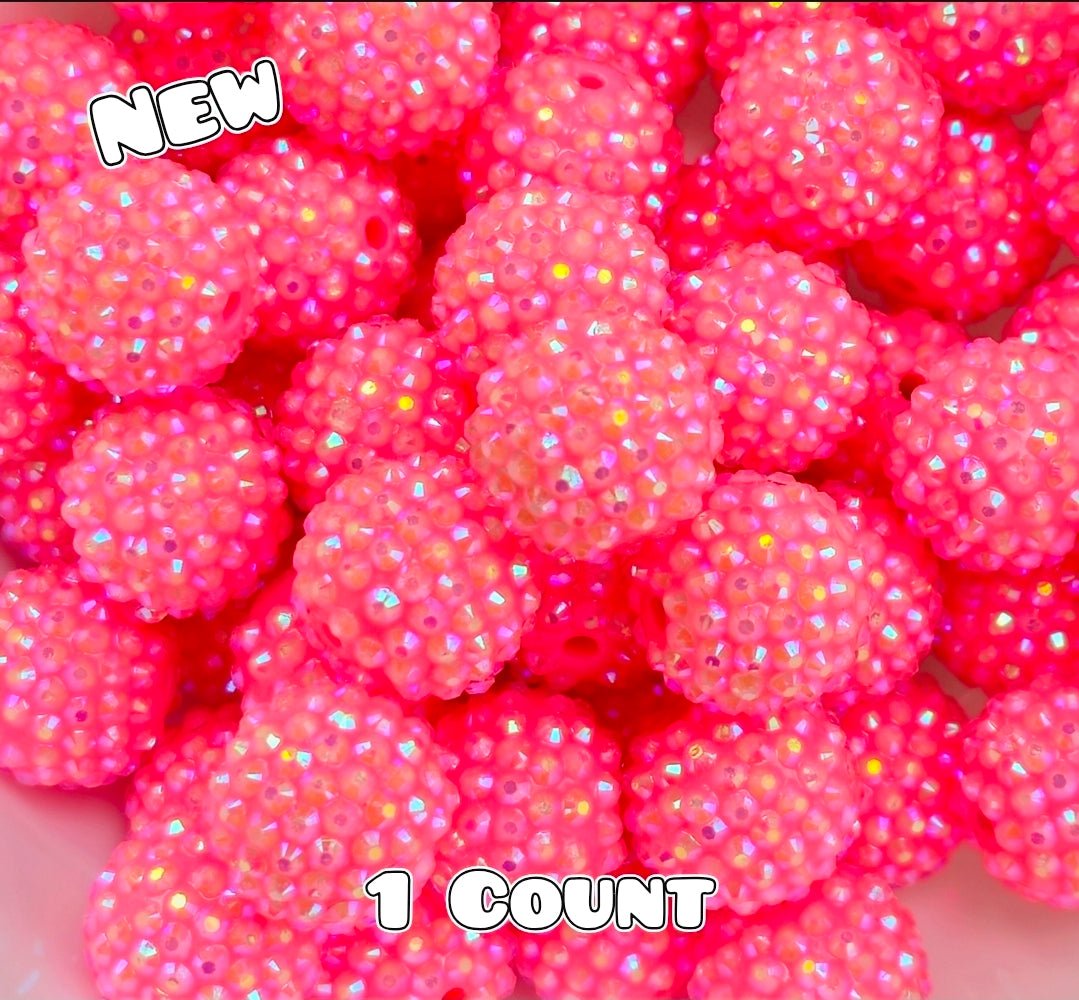20MM New 1 Count Acrylic Rhinestone Beads PASTEL BRIGHT PINK