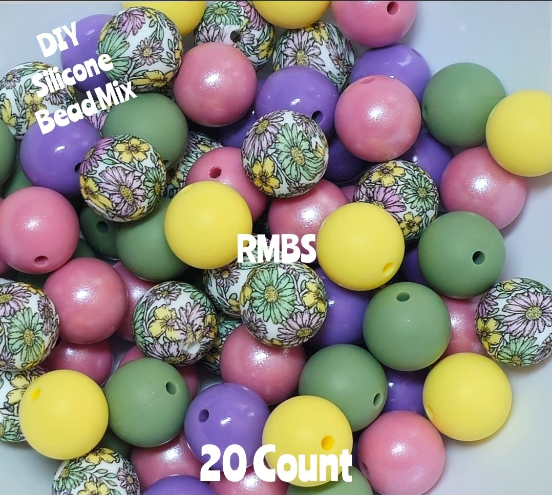 New Fall Flowers Pastel Bead Mix DIY Beads 20 Count. Craft Supplies