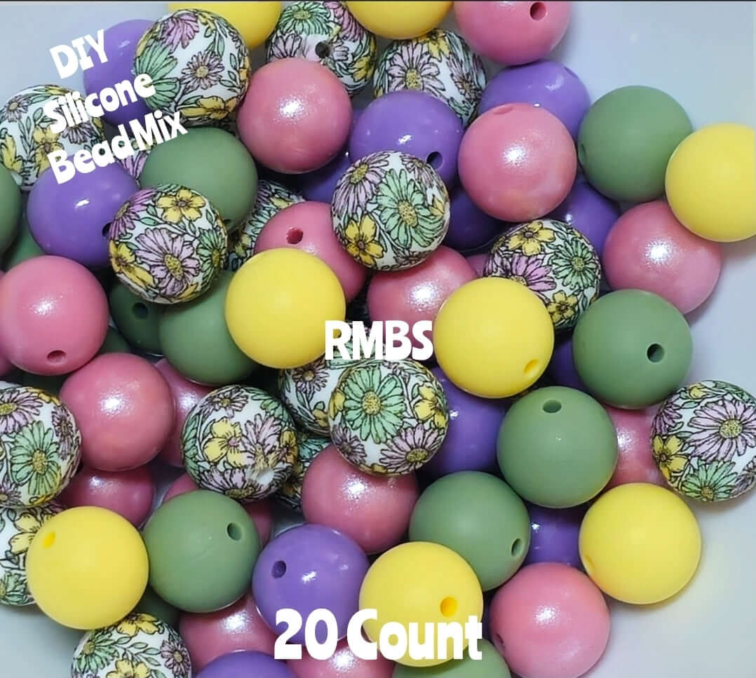 New Fall Flowers Pastel Bead Mix DIY Beads 20 Count. Craft Supplies