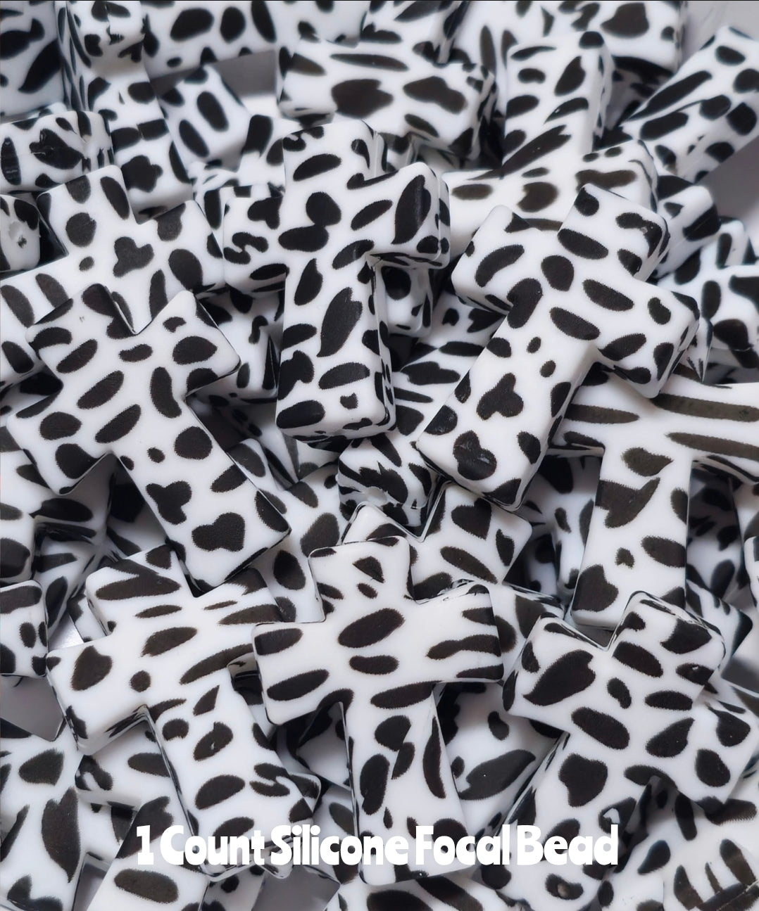 DIY Focal Bead 1 Count Craft Supplies Over Stock Cow Printed Cross