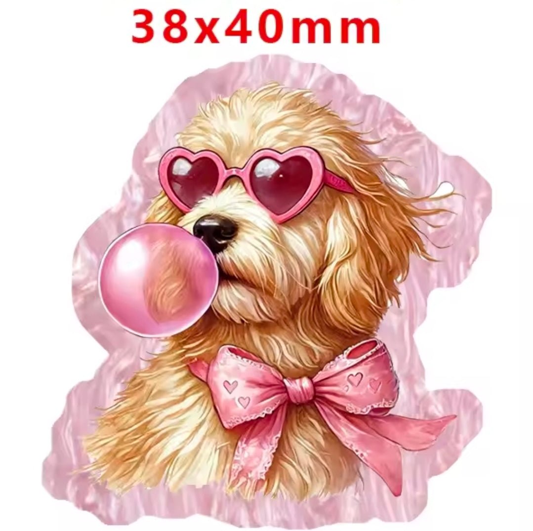 Glitter Acrylic Flatback- Acrylic Planer Resin Charm Dog