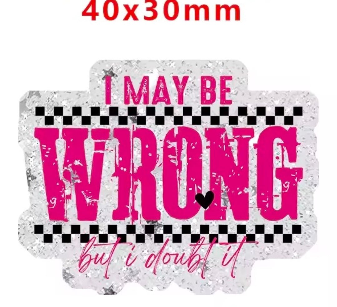 Glitter Acrylic Flatback- Acrylic Planer Resin Charm Sarcastic