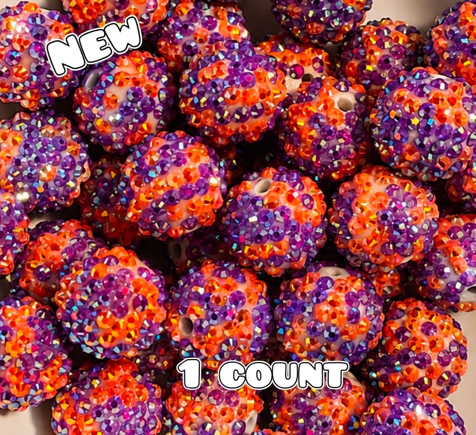 New 1 Count 20mm Halloween Multi Colored Rhinestone Acrylic Beads
