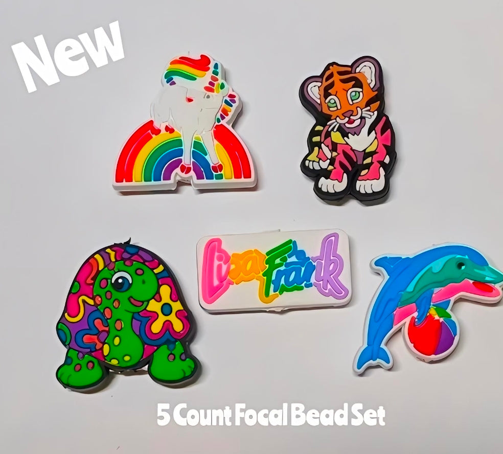 Lisa Frank 5 Count Focal Bead Set As Shown