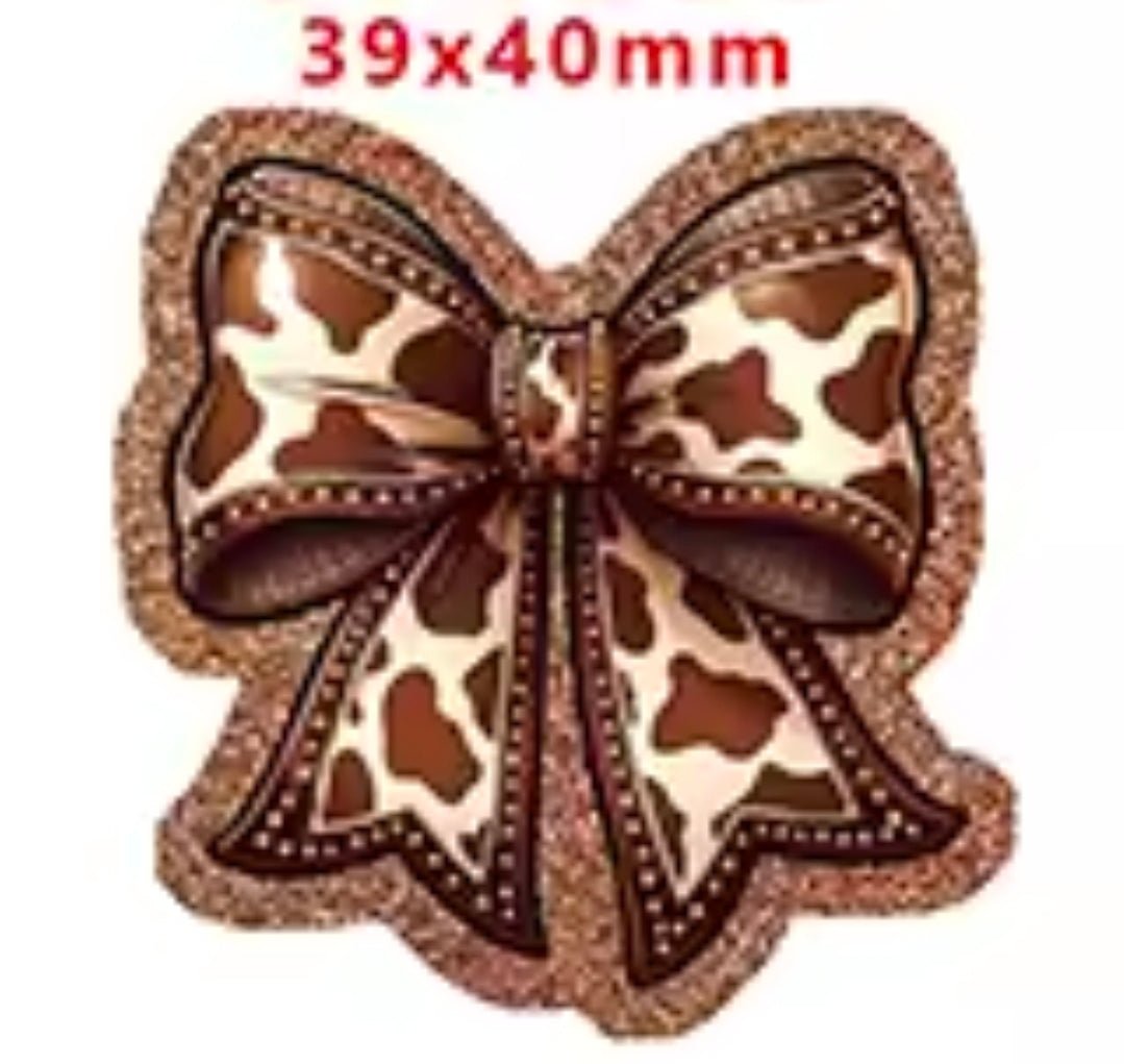 Glitter Acrylic Flatback- Acrylic Planer Resin Charm Cow Hide Bow