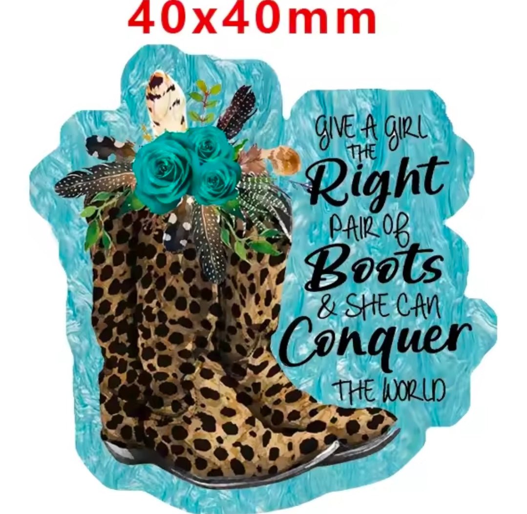Glitter Acrylic Flatback- Acrylic Planer Resin Charm Western Boots