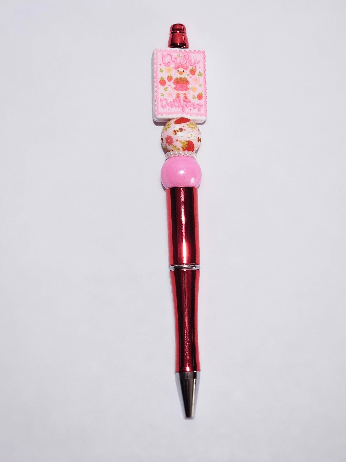 New 1 Count Focal Bead Goose Strawberry Dilly Dallying. Pen is example bead only