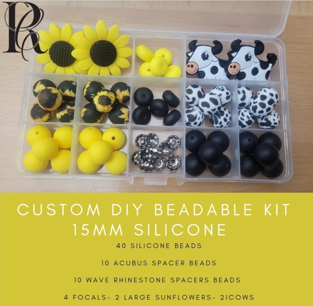 Sunflower- Cow DIY Silicone bead kit