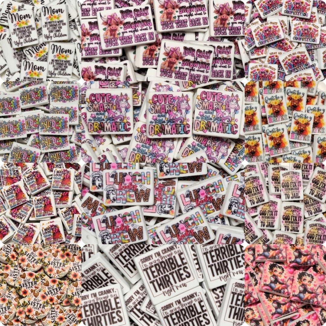 DIY Printed Silicone Focal Beads Craft Supplies For Beadables