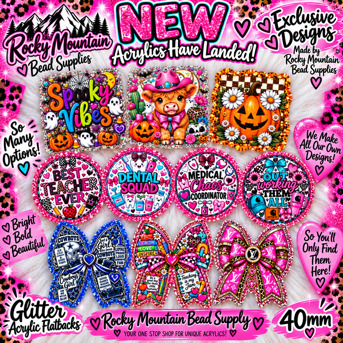 Shop Exclusive Shop Made GLITTER ACRYLIC FLATBACKS