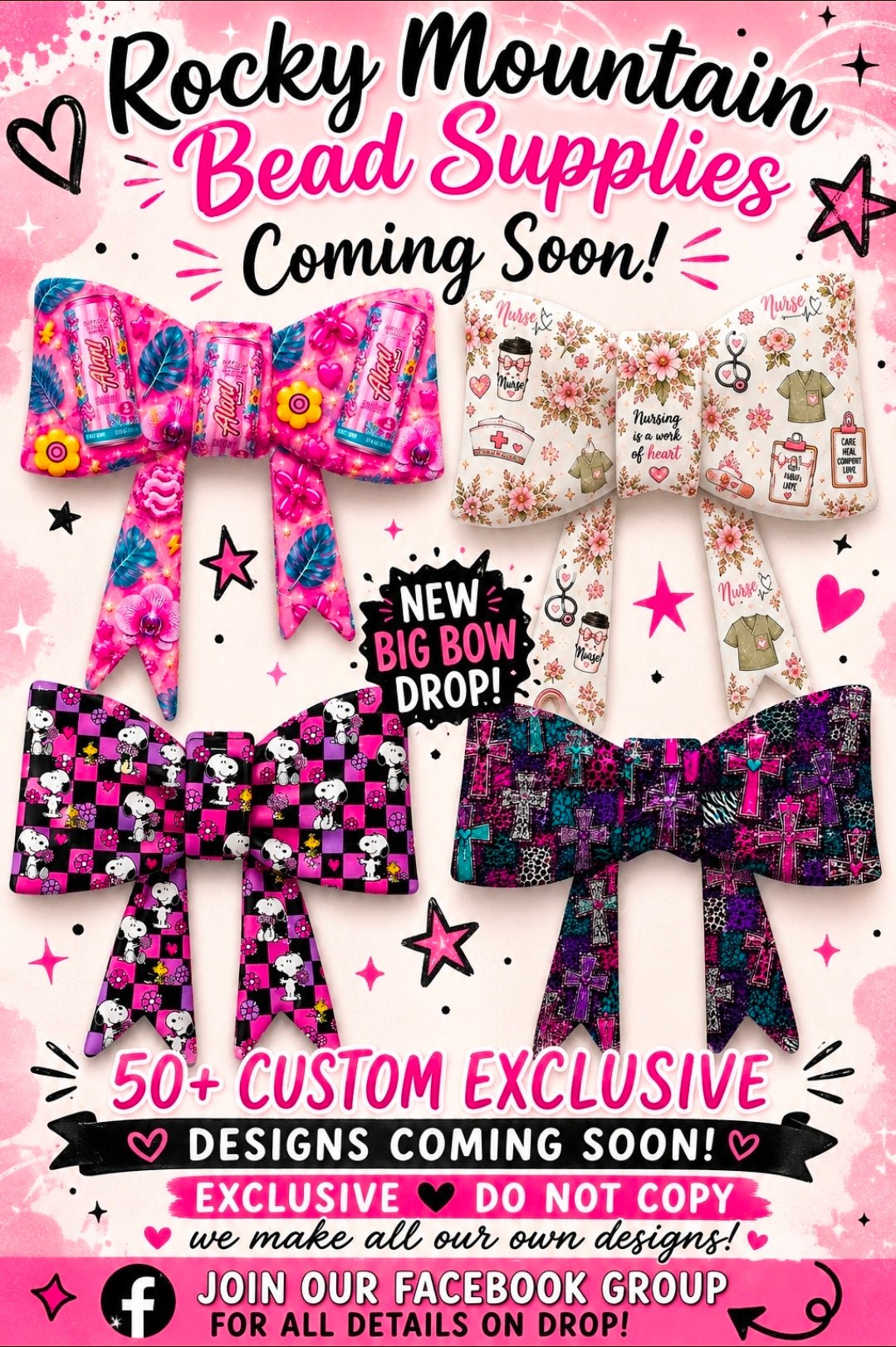 Large Silicone Bow Focal Beads We personally make our own designs EXCLUSIVE! We drop over 50 styles every 2 weeks! Next Drop next week!