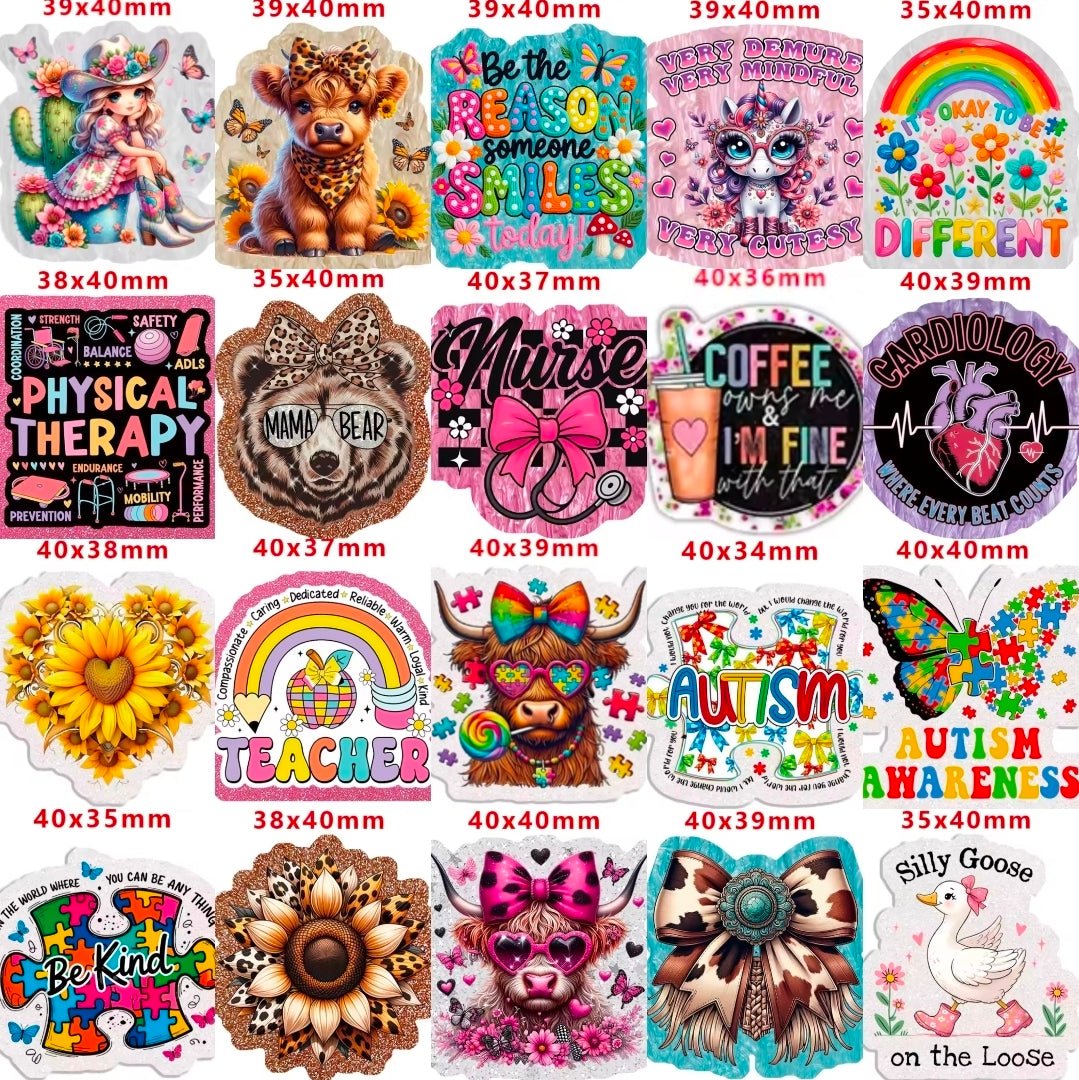 Acrylic Flatback PLANAR Resin Acrylic Patch Charm