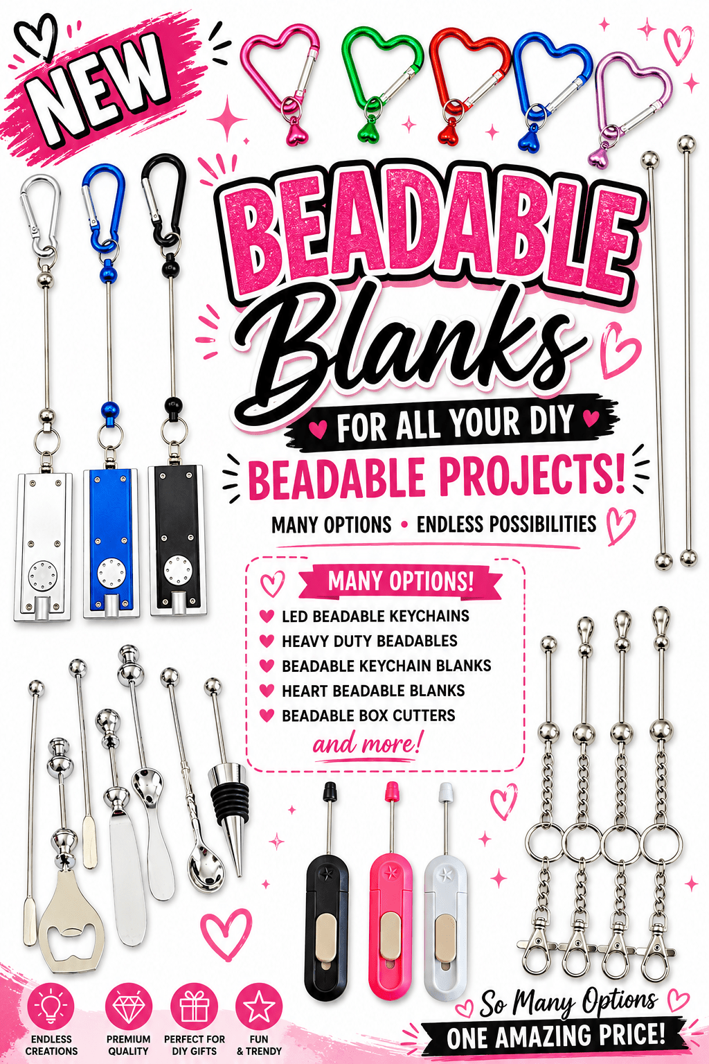 Beadable Accessories Blanks DIY Craft Supplies