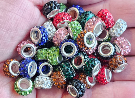 Large hole spacer beads 10mm mix 32 count- 8 colors you get 4 of each color