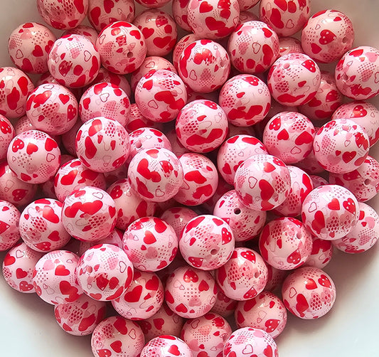 NEW-- 20mm-- 10 count  VALENTINES day printed beads 4 options on prints