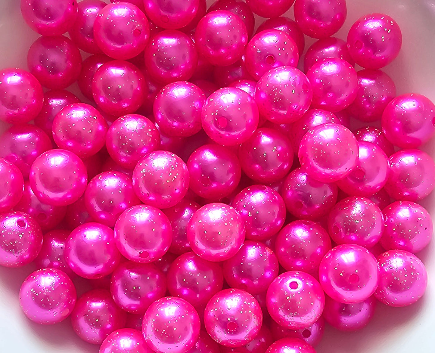 NEW-- 20mm-- 5 count  ACRYLIC VALENTINES Glitter beads 5 color options