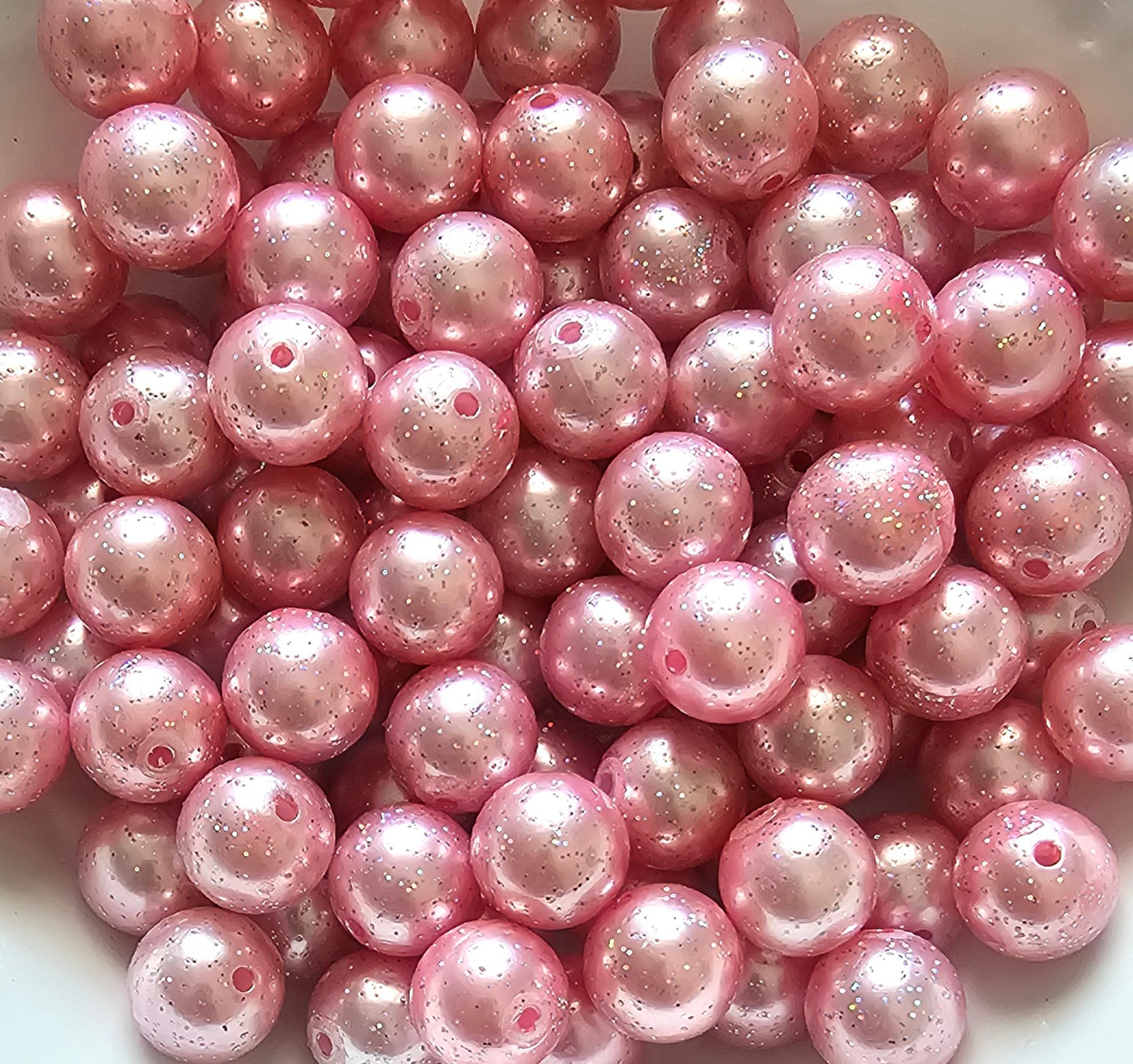 NEW-- 20mm-- 5 count  ACRYLIC VALENTINES Glitter beads 5 color options