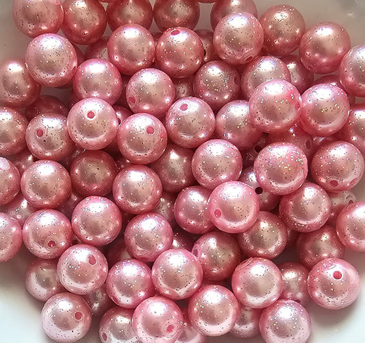 NEW-- 20mm-- 10 count  ACRYLIC VALENTINES Glitter beads 5 color options