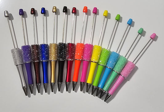 Beadable plastic pens with crystal