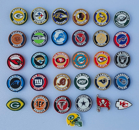 NEW- Football teams silicone focal bead 1 count multiple choices