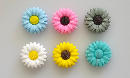 Flower silicone beads 1 count multiple colors