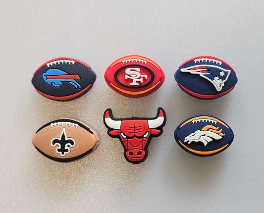 Football team silicone focal bead in shape of football 1 count- bulls basketball