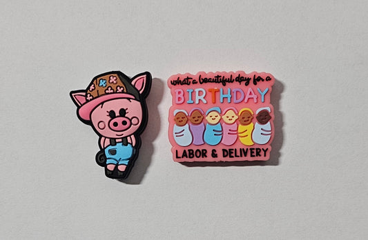 New 1 count pig and labor delivery silicone focal beads