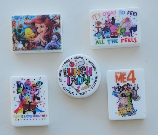 New 1 count printed focal beads characters- lunch lady