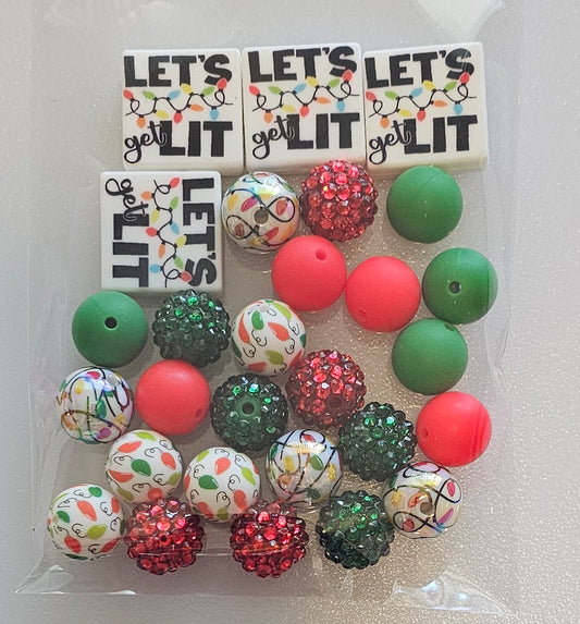 New 24 count let's get lit Xmas lights mix acrylic 16mm  and silicone 15mm mix includes 4 focals