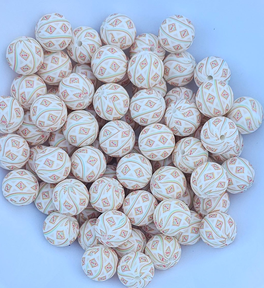 1 count New 15mm printed western silicone bead