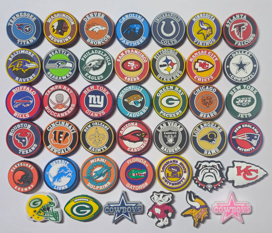 NEW- Football teams silicone focal bead 1 count 51 options