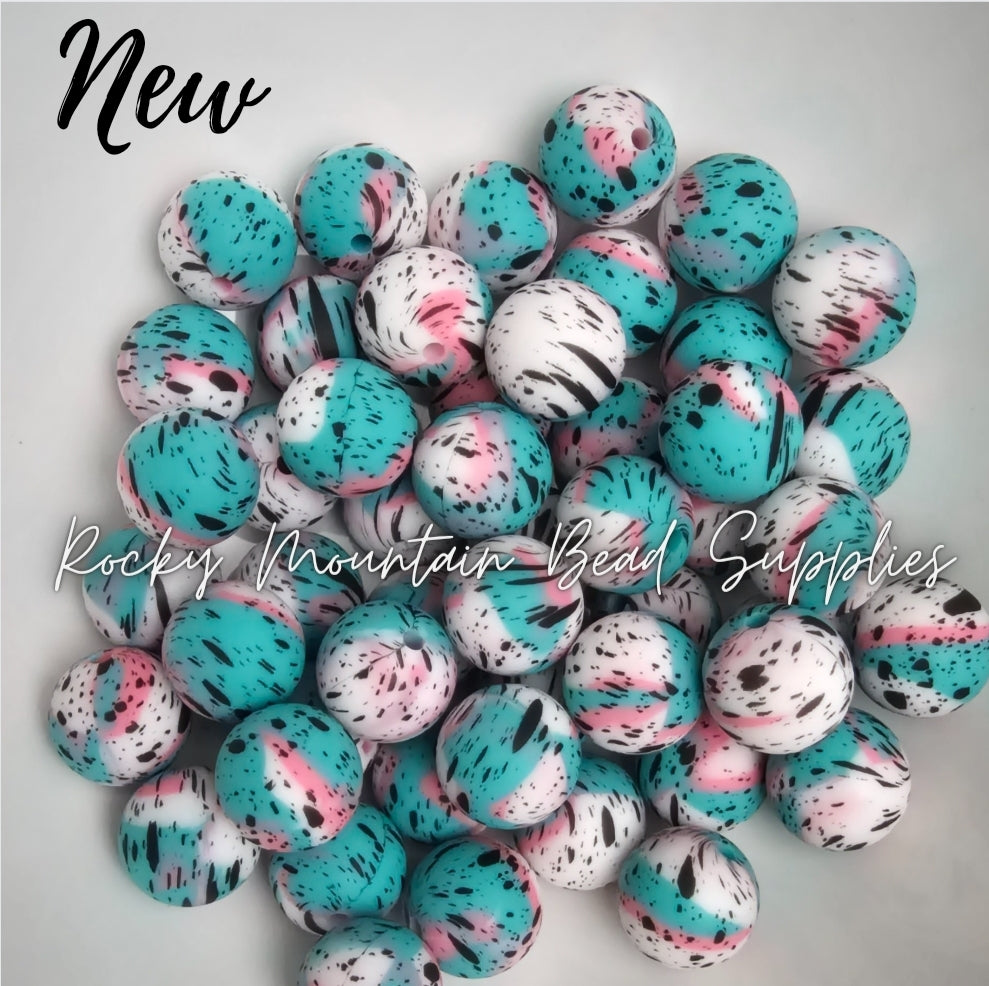 Paw Print colorful 15mm silicone beads 1 count