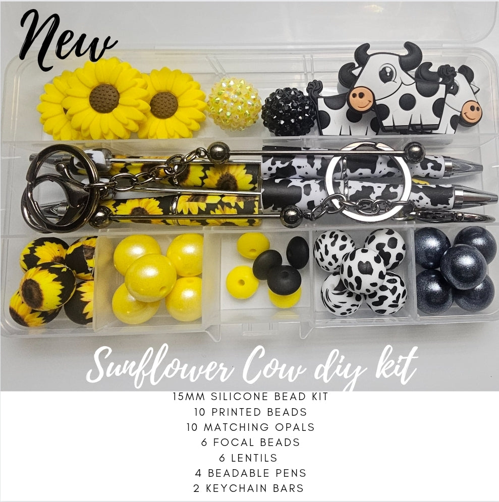 Sunflower cow beadable silicone bead KIT DIY