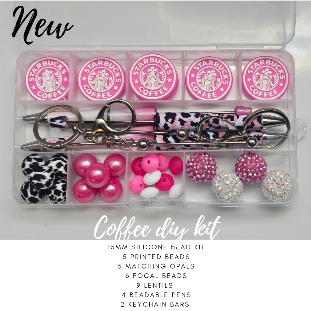 New pink coffee silicone bead KIT DIY