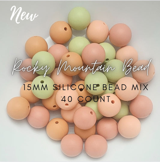 15 mm silicone solid bead mix- 40 count- Fall light colors