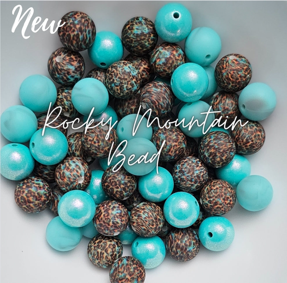 western cheetah silicone bead mix 15mm includes opals and turquoise marble