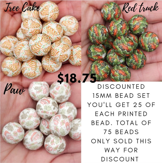 Bulk 75 count printed bead set