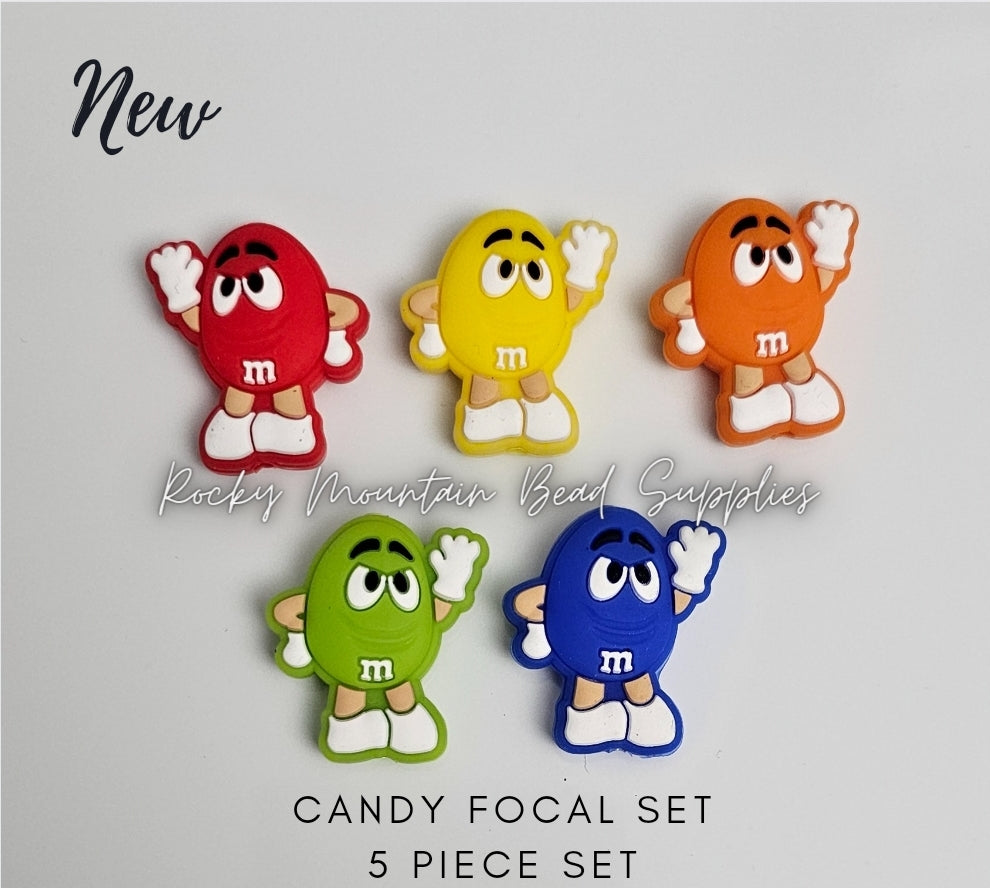 5 count candy focal bead set silicone