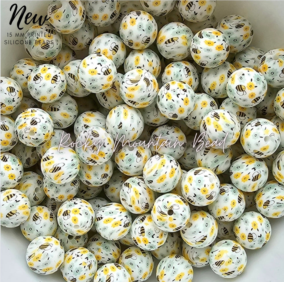 New 15mm busy bees 🐝 silicone beads 1 count