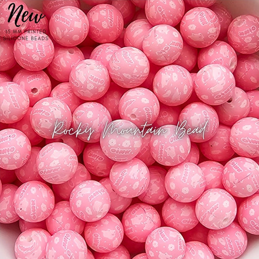 New 15mm PINK oink pig silicone beads 1 count