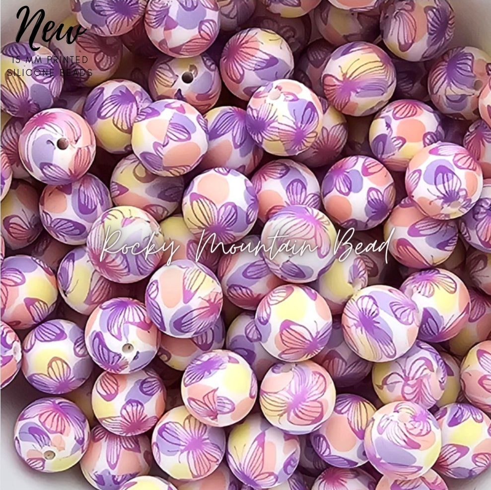 New 15mm pastel butterfly silicone beads 1 count