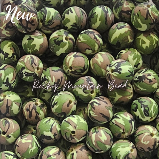 New shop 15mm printed camouflage silicone bead