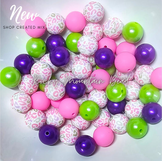 New - Bright leopard summer Mix 15mm silicone includes Mettalics