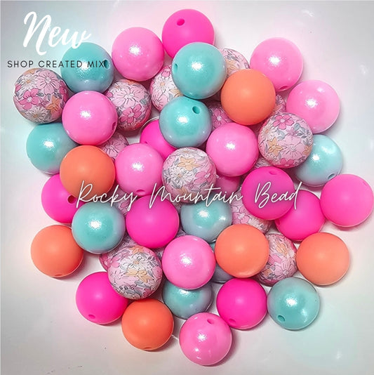 New - Bright flower summer Mix 15mm silicone includes Mettalics