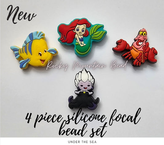 4 piece under the sea silicone focal bead set