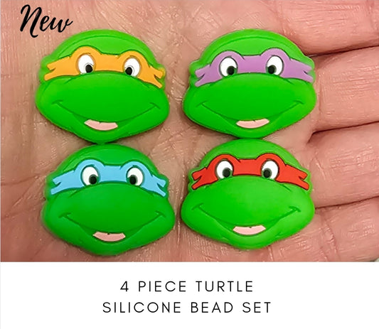 4 piece turtle silicone focal bead set