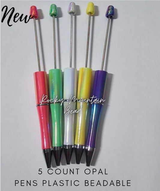 New opal plastic beadable pen mix 5 count